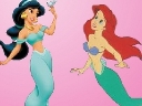 Colorea a las princesas Jazmin y Ariel